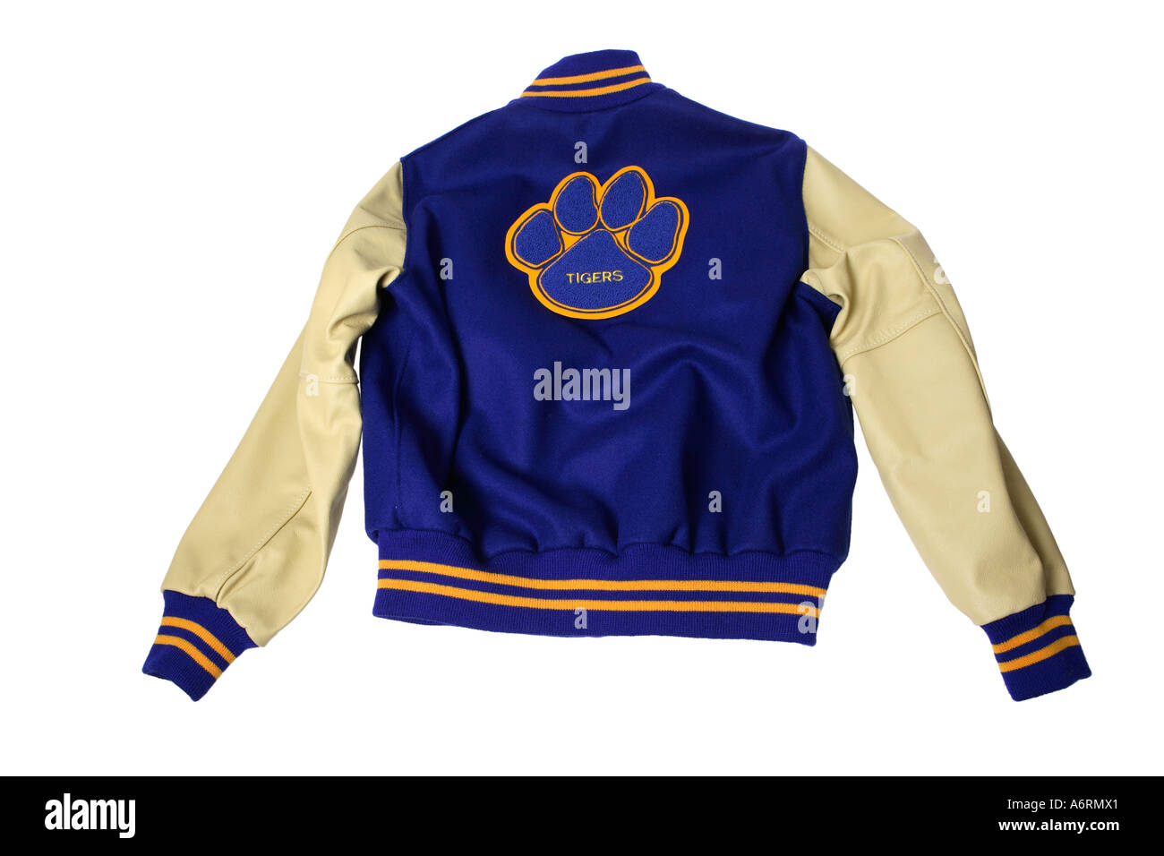 Lettermens jacket with paw print patch on back Stock Photo