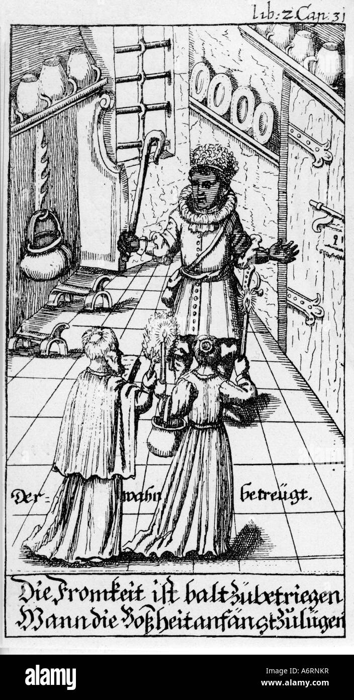 'Grimmelshausen, Hans Jakob Christoffel von, um 1622 - 17.8.1676, German author/writer, works, novel, 'Der abenteuerliche Simpl Stock Photo