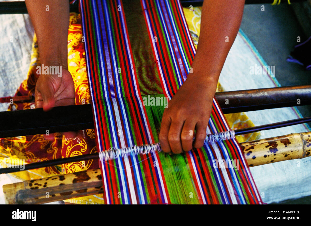 sasak weaving, kuta, lombok, indonesia Stock Photo