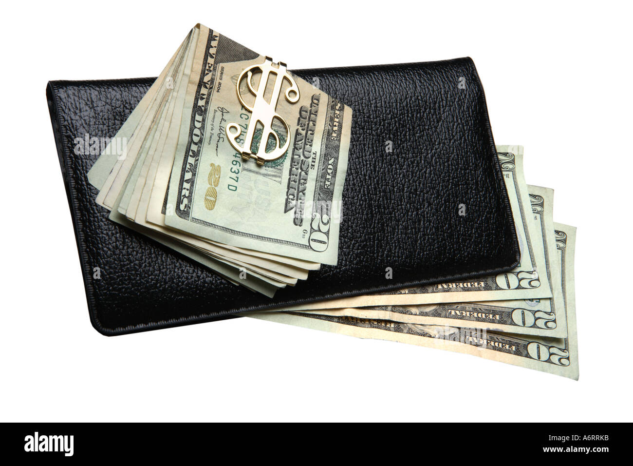 Wallet and money clip with cash Stock Photo