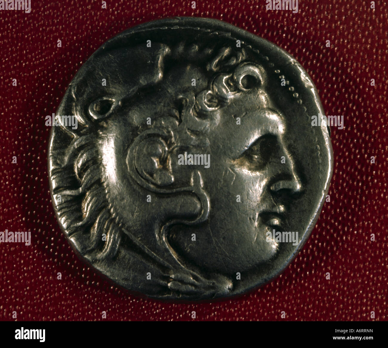 'Alexander III 'The Great', 356 - 10.6.323 v.Chr., king of Macedonia 336 - 323, portrait, profile, coin, historic, historical, Stock Photo