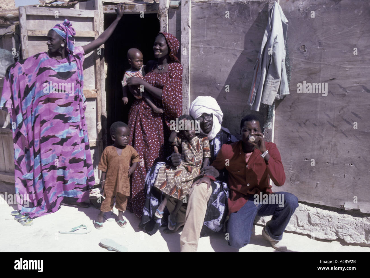 Africa, Mauritania, Nouadhibou Family group Stock Photo
