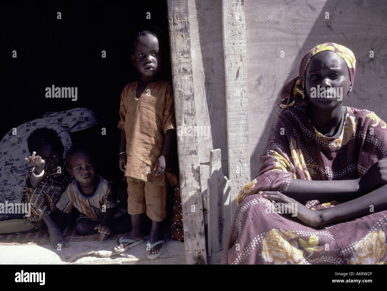 Africa, Mauritania, Nouadhibou Family group Stock Photo