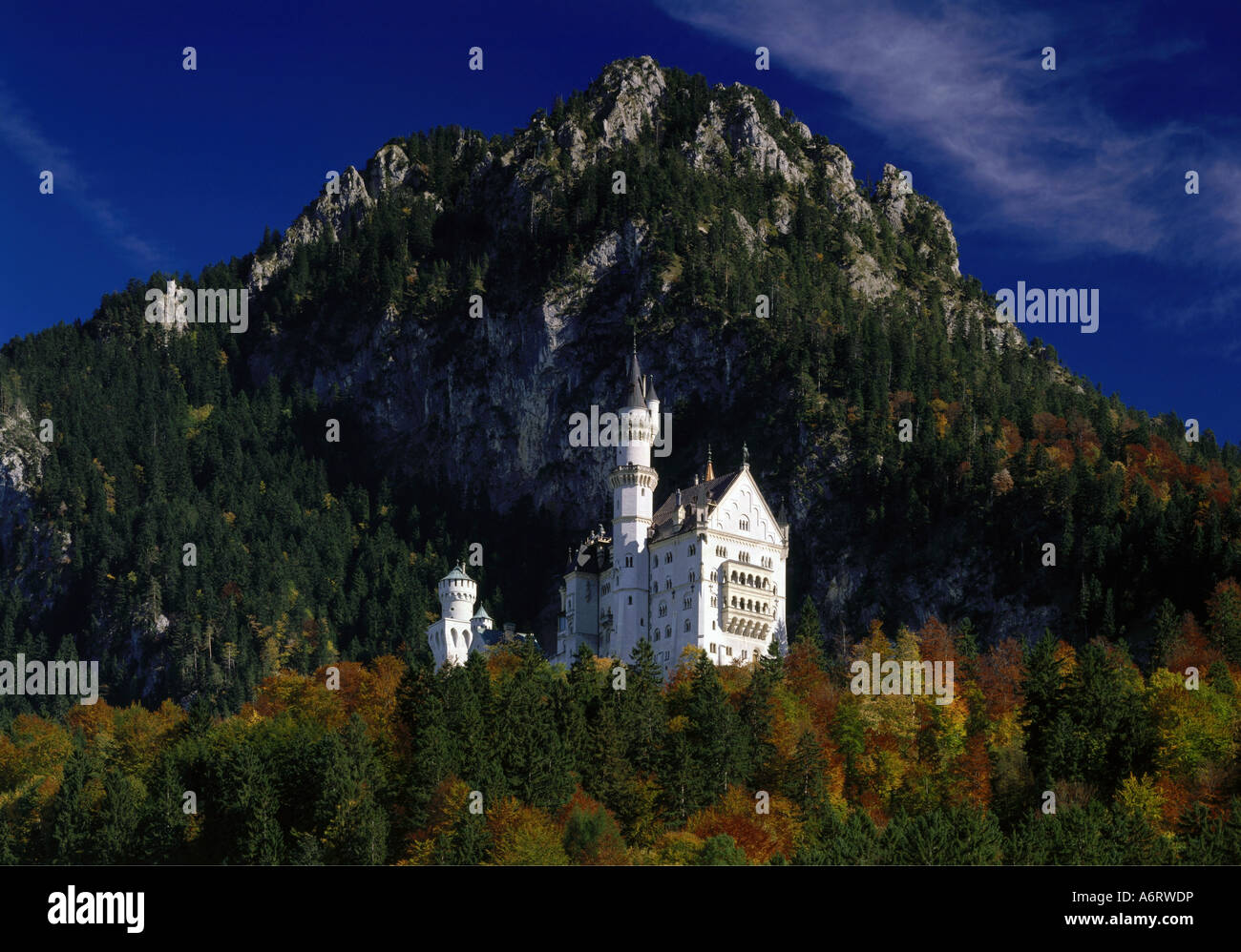 architecture, castles, Germany, Bavaria, Neuschwanstein castle and Tegelberg, exterior view, 1869 - 1891, built by Eduard Riedel Stock Photo
