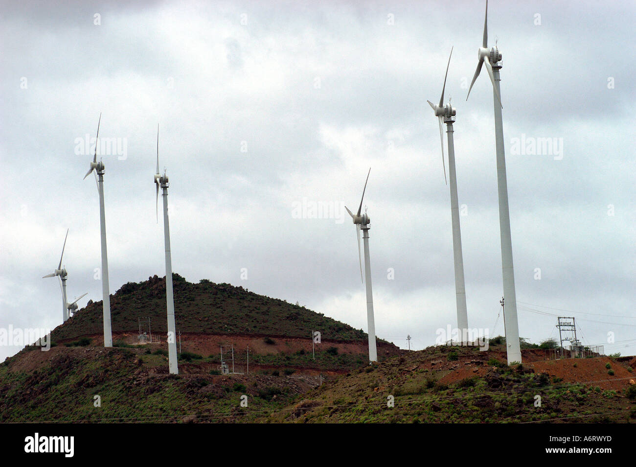 Windmill farm at Chitradurg near Bangalore Karnataka India Stock Photo