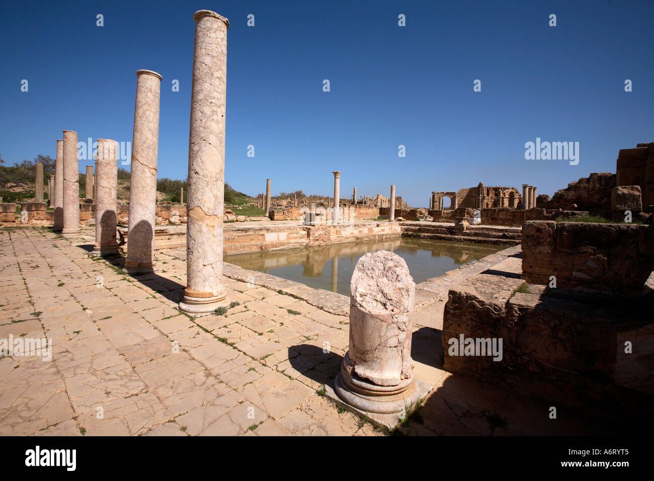The Hadrianic Baths at Leptis Magna, Libya. Pictures shows the swimming