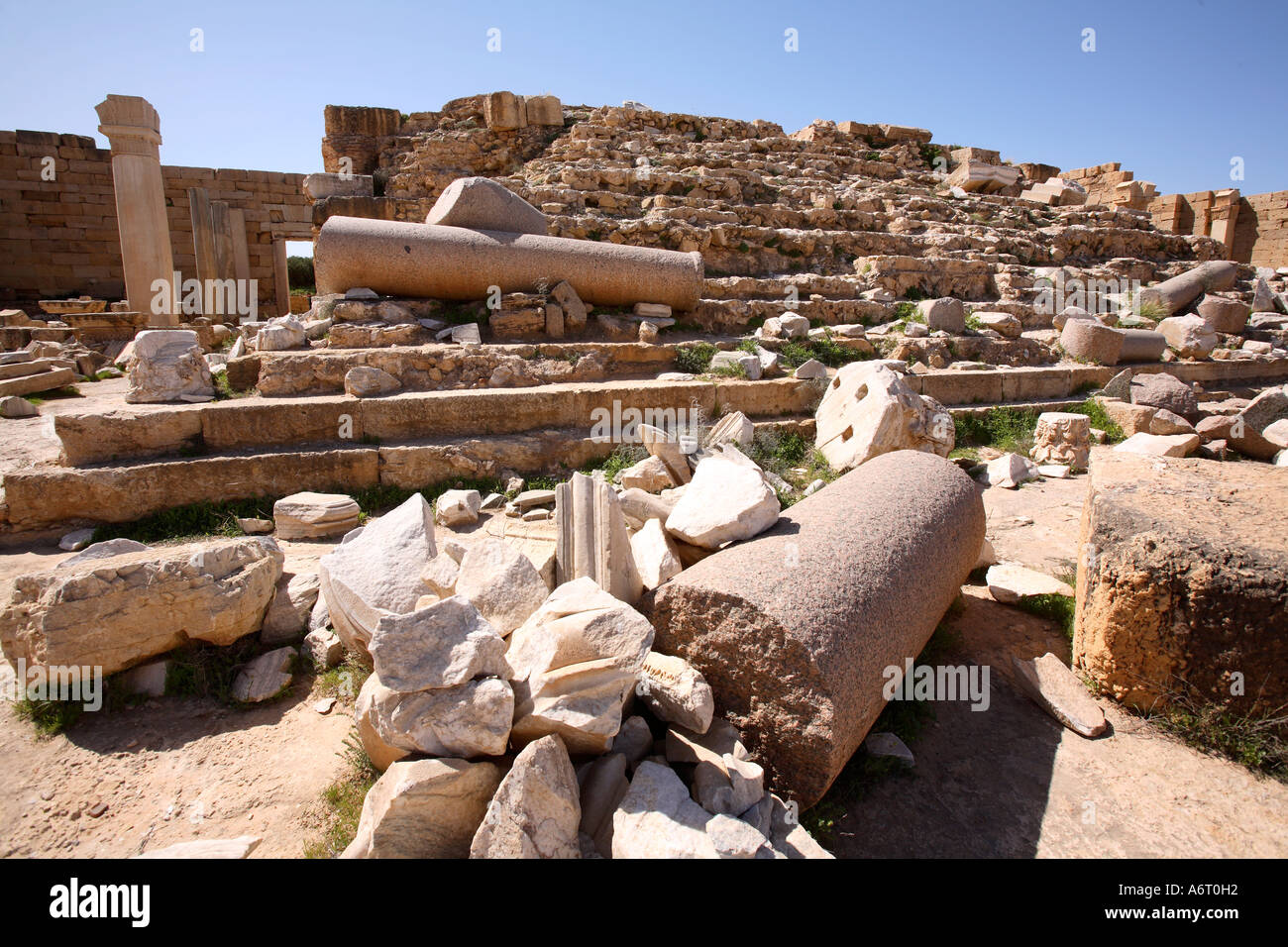 Fallen Column Fallen columns lie on the steps of a Temple in the Severan Forum at ...