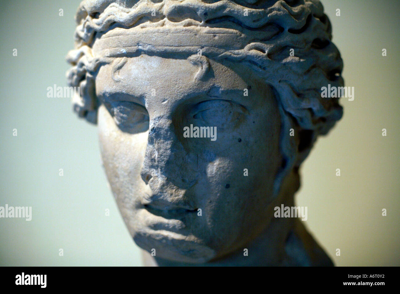 Roman sculpture possibly the head of an athlete at Leptis Magna museum