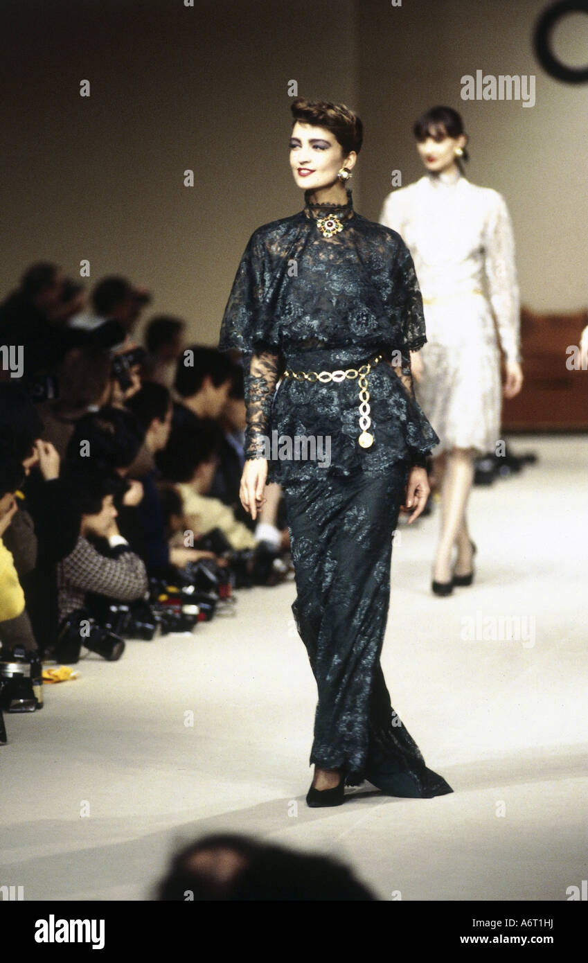 fashion, 1980s, mannequin, full length, wearing dress, catwalk, autumn ...