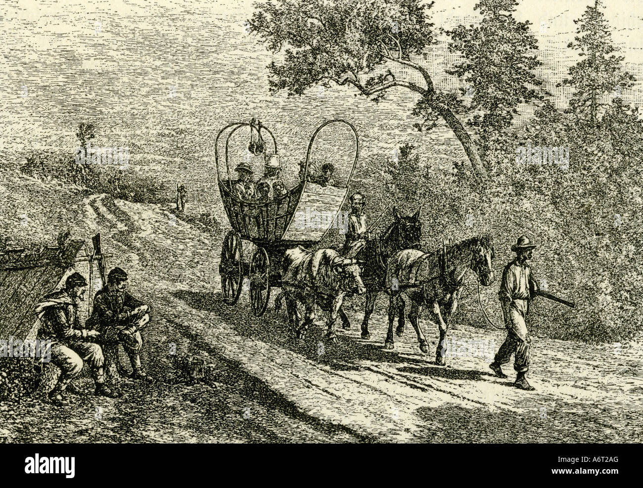 georgrafy/travel, USA, American Civil War 1861 - 1865, fleeing slaves, 'contrabande', passing the Army of the Potomac lines, engraving after scetch by Edwin Forbes, Virginia, 1862, , Stock Photo