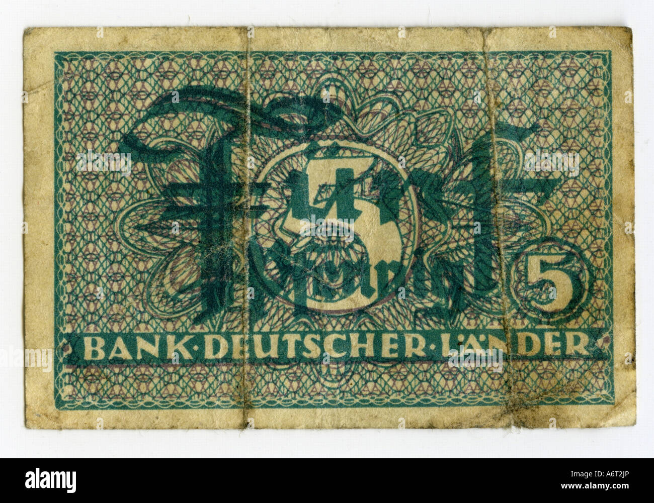 money/finance, bank notes, Germany, 5 Pfennig, Bank Deutscher Länder, 1948, Stock Photo