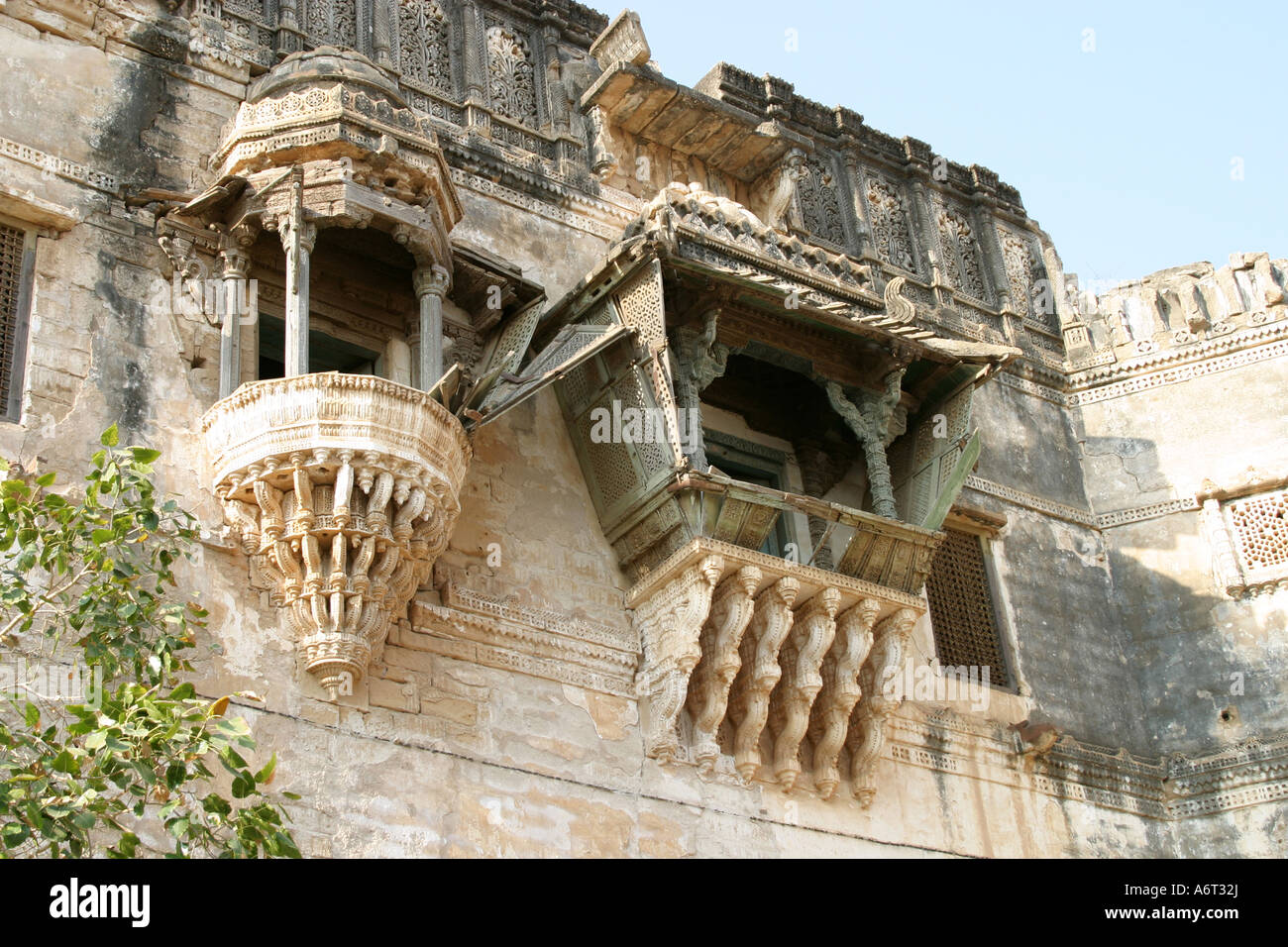 Earthquake damaged windows at the Gujarat Bhuj Darbargadh Palace Stock