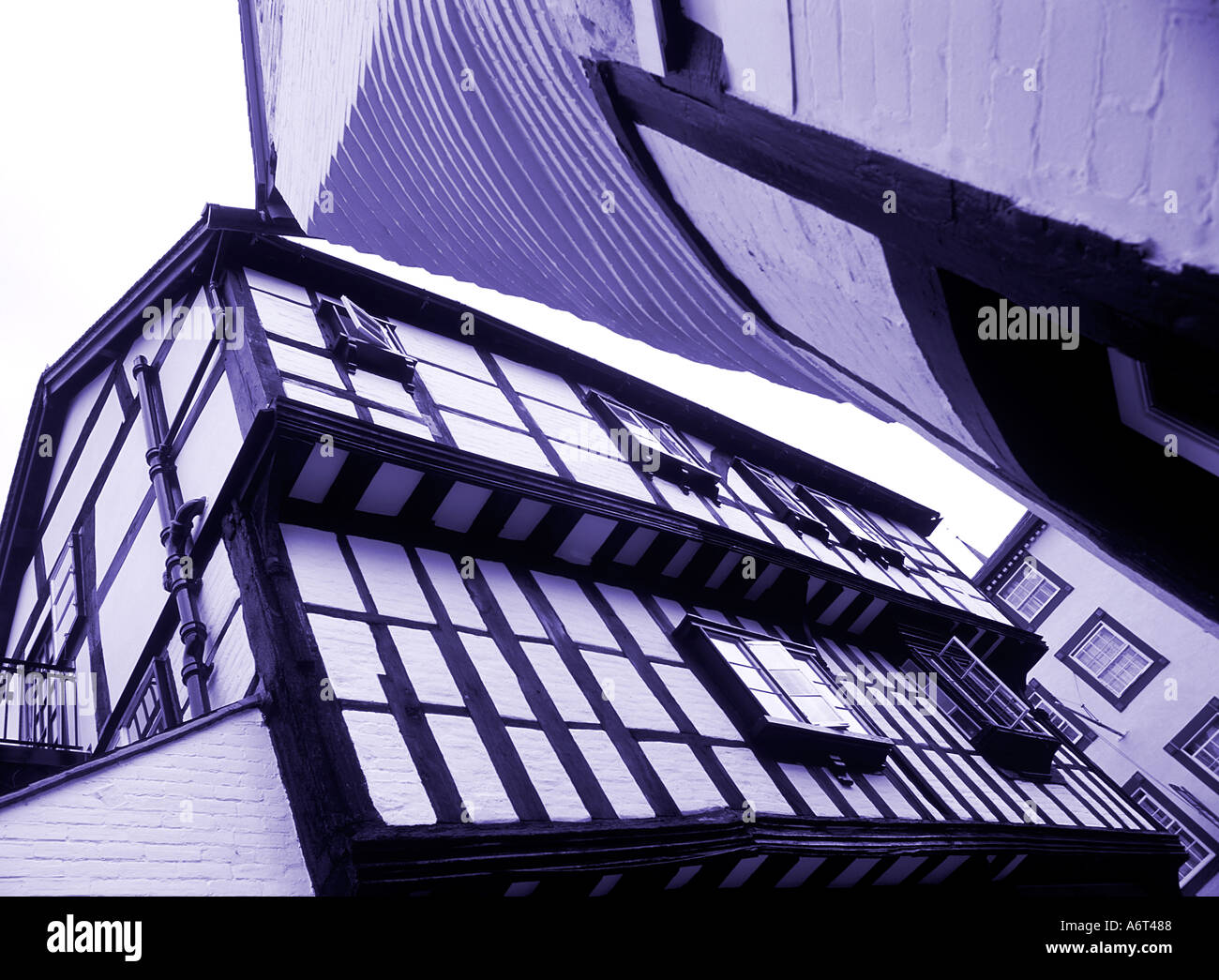 Upshot of historic buildings on Grope Lane Shrewsbury Shropshire UK Stock Photo