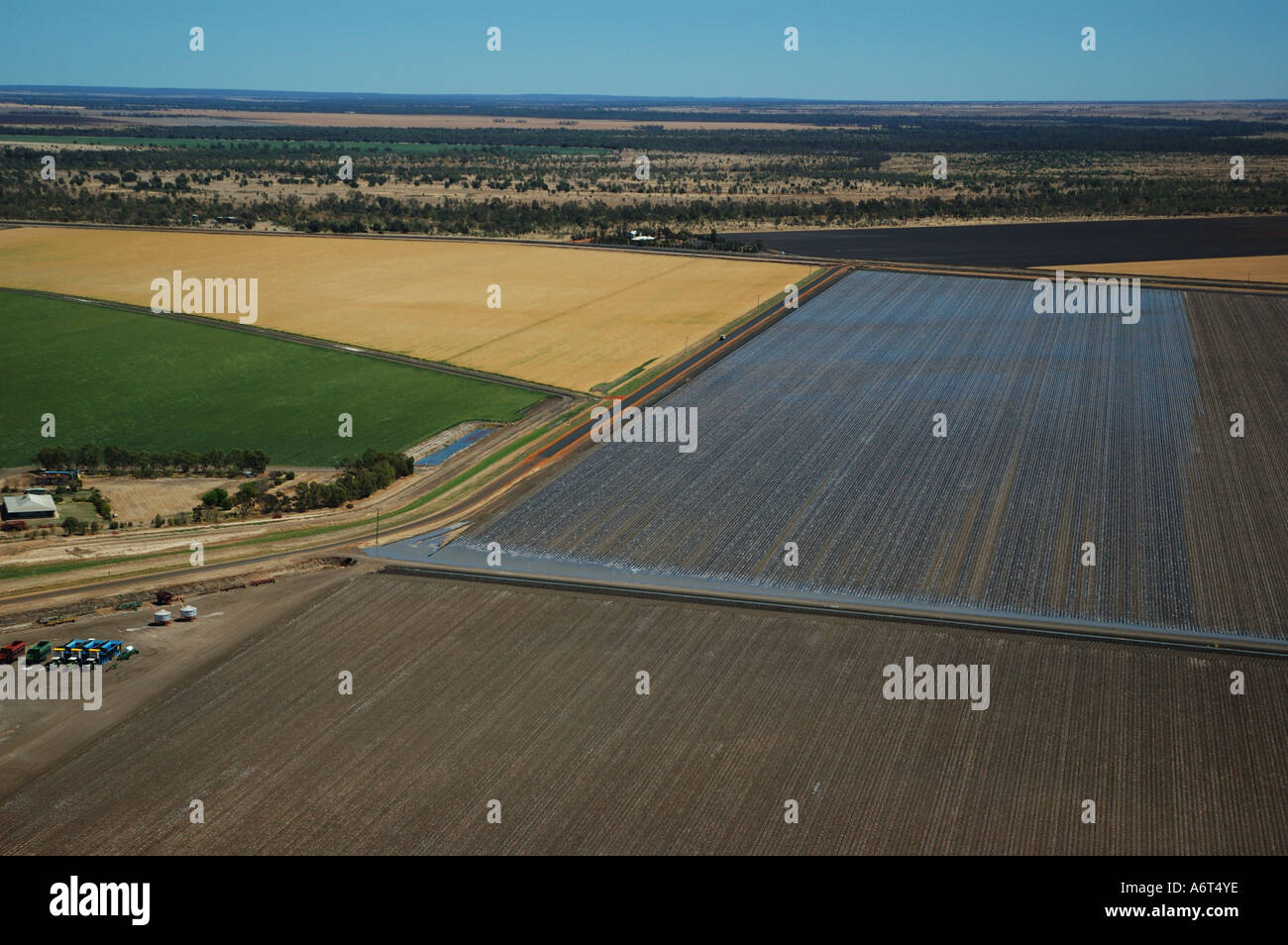 Aerial view of irrigation fields Emerald Central Queensland Australia