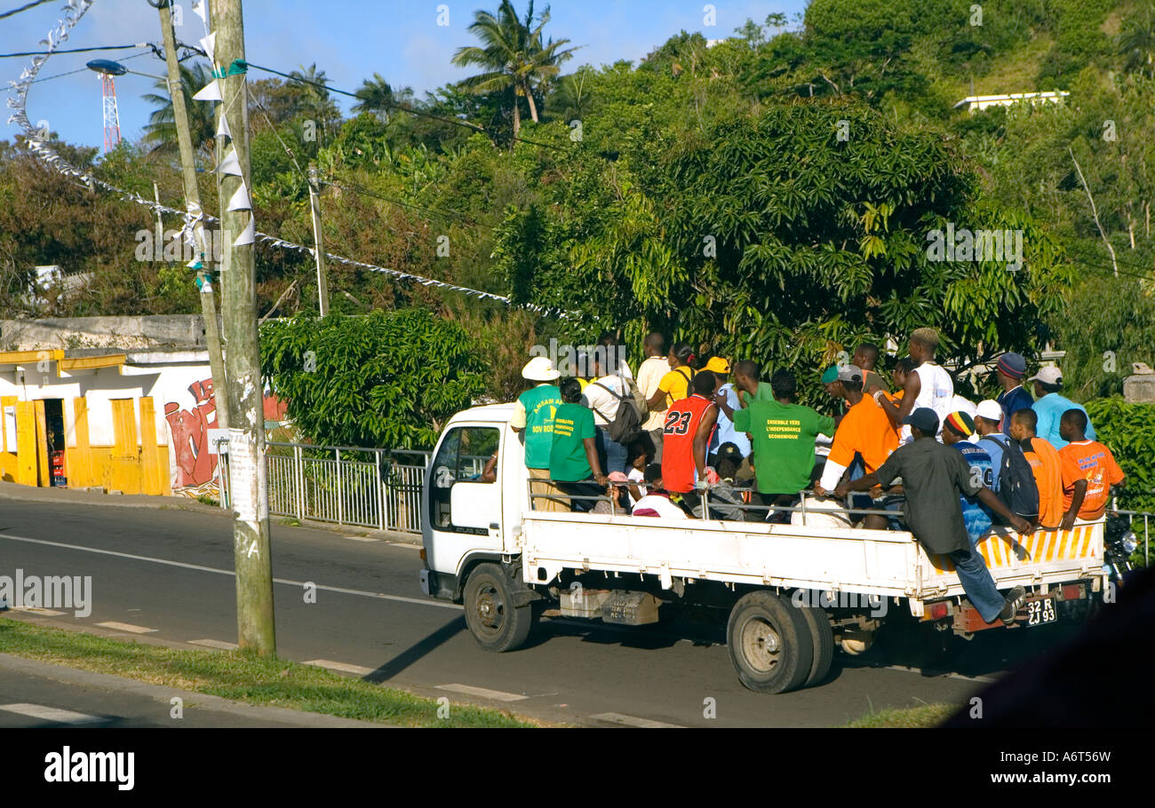 'Rodrigues' - A truck-load of political supporters for local elections Stock Photo