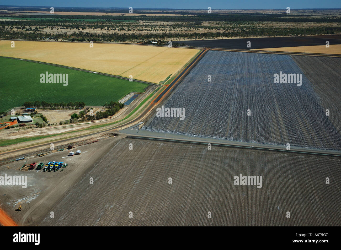 Aerial view of irrigation fields Emerald Central Queensland Australia