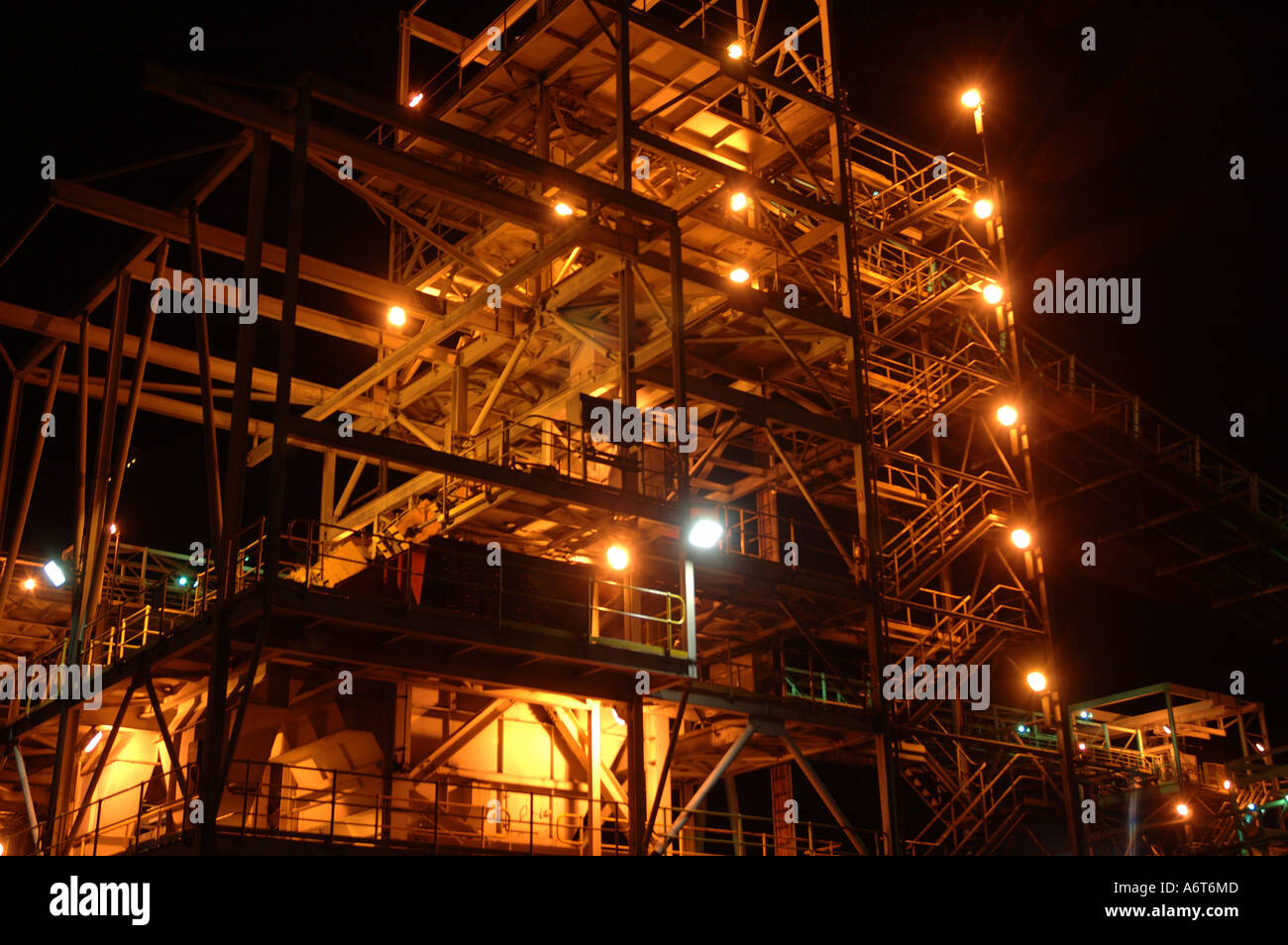 coal processing plant by night Stock Photo