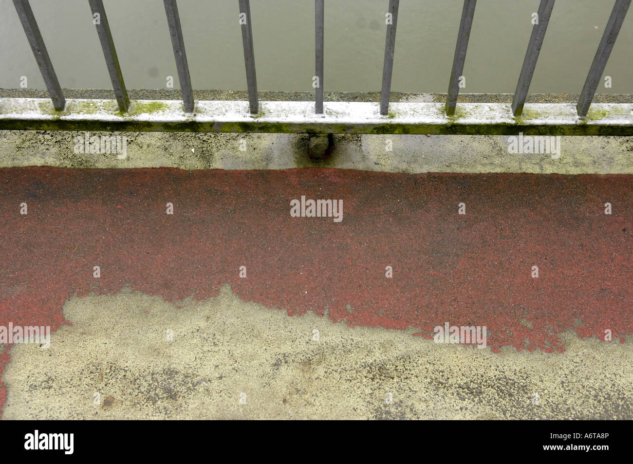 Pavment Railing pavement railing red surface cycleway cyclepath german germany detail ...