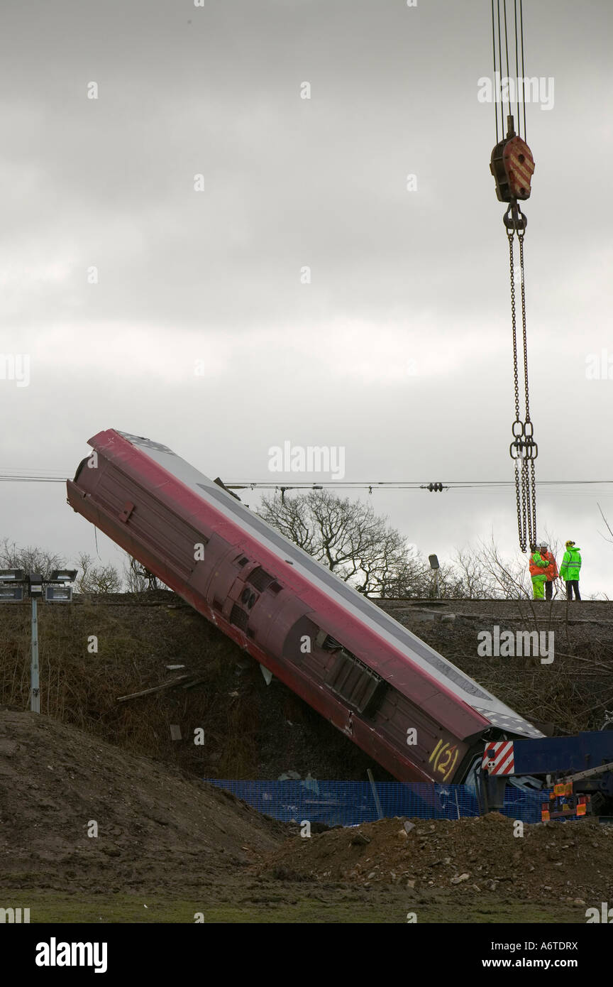 The virgin train crash at Grayrigg, Kendal, Cumbria, UK caused by faulty track maintenance Stock Photo