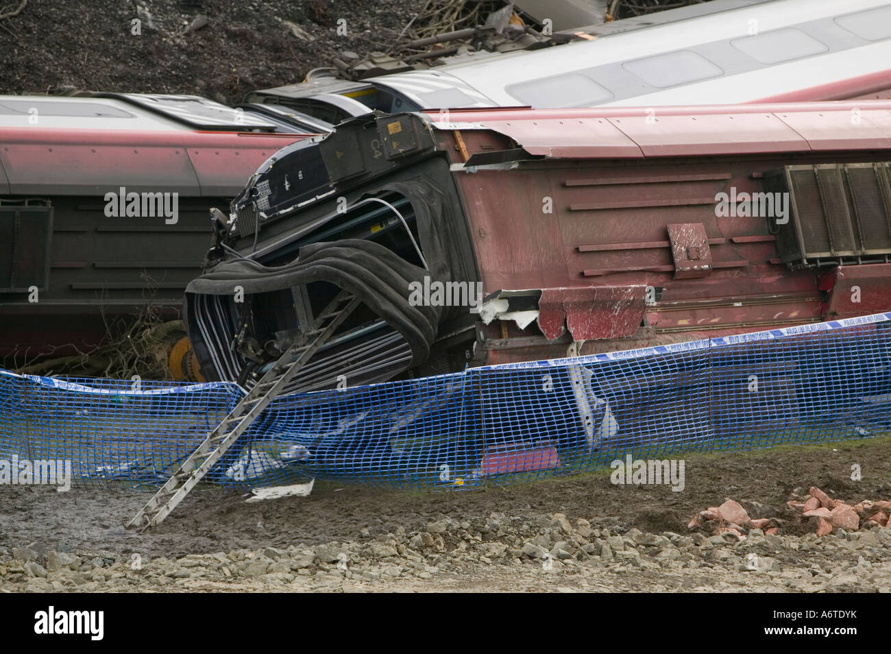 The Virgin train crash at Grayrigg, Kendal, Cumbria, UK, caused by faulty track maintenance Stock Photo