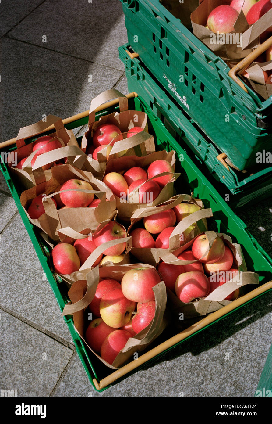 At the Temple Bar market on Saturday mornings are the choicest organic fruits vegetables cheeses breads and other foods Stock Photo