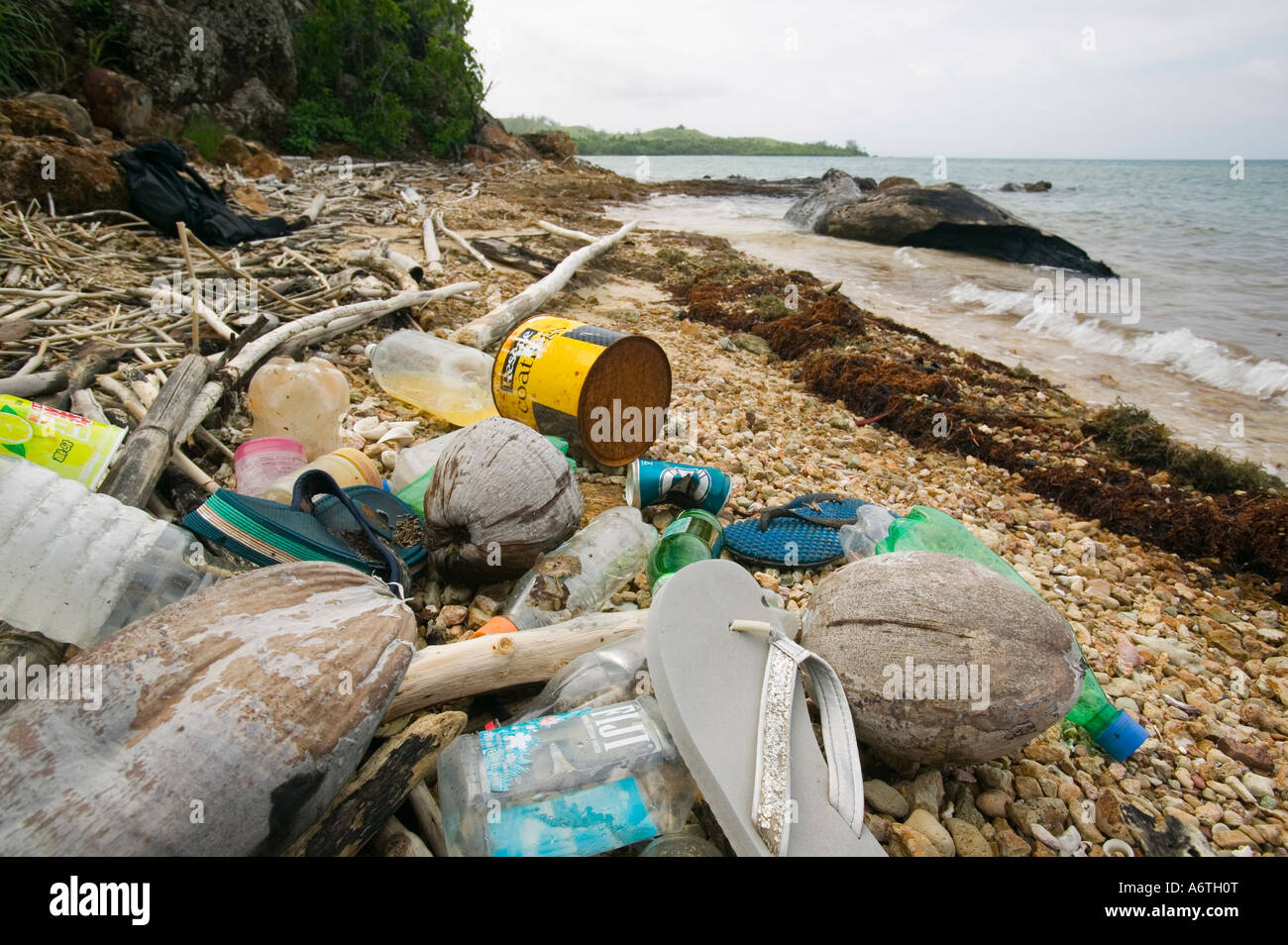 Rubbish washed up on the beach on Malolo island, Fiji Stock Photo - Alamy