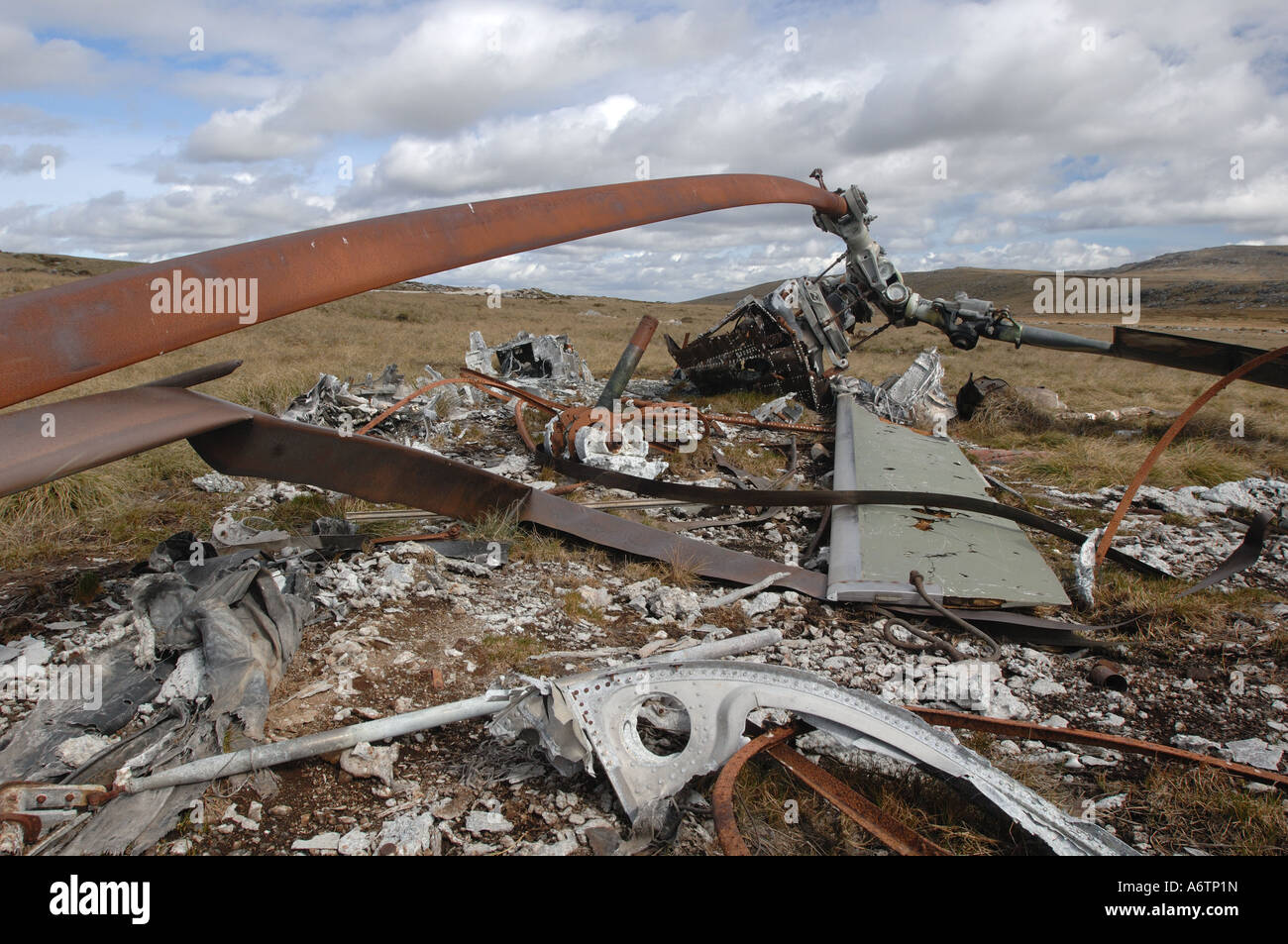 Wreckage Of A Helicopter Shot Down During The Falkland Islands War In 19 Stock Photo Alamy