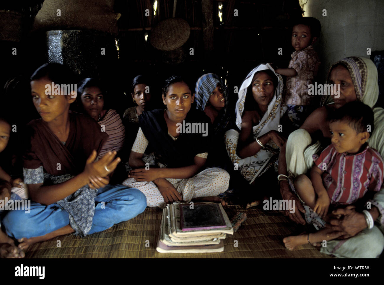 Asia, Bangladesh, Kamalganj Women learning how to read, write and count