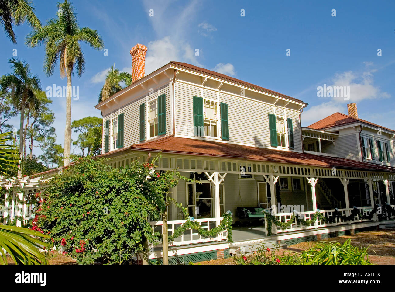 Thomas Edison winter home estate main house Fort Myers Florida Stock Photo