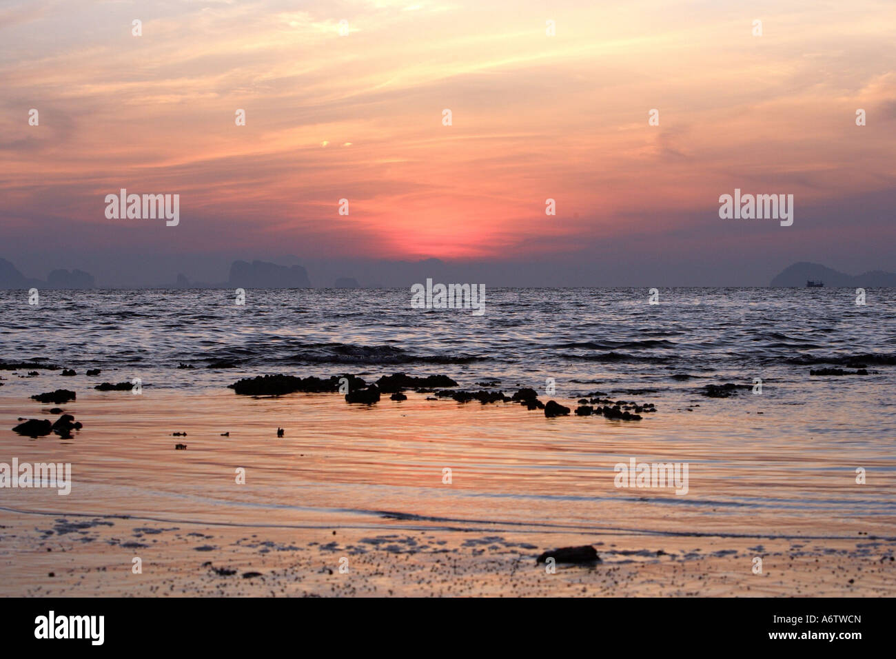 Sunrise at the coast of the island Koh Kradan - Andaman Sea, Thailand, Asia Stock Photo