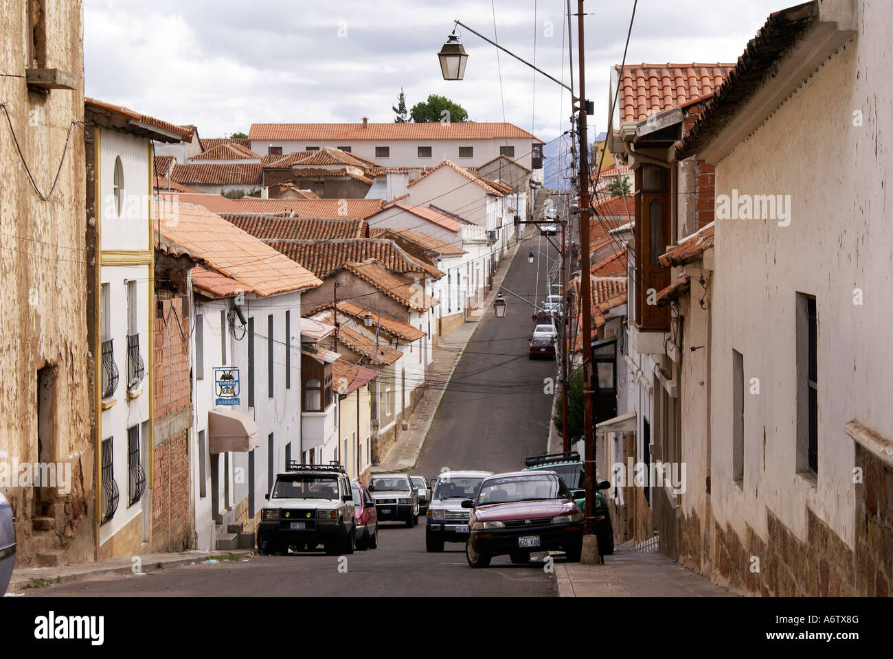 Narrow street with whitwashed houses, Sucre, Bolivia Stock Photo Alamy