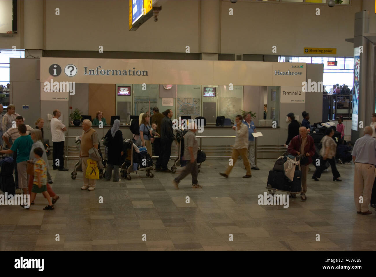 Information Desk In Terminal 2 London Heathrow Airport Stock Photo