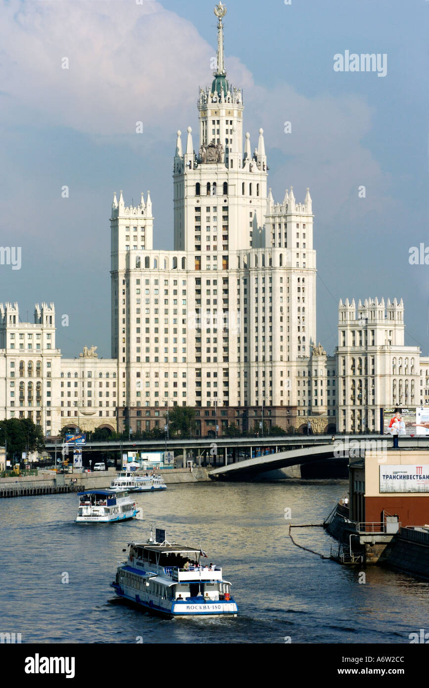 The dramatic Kotelnicheskaya Apartment building is one of the so called Stalins Seven Sisters in Moscow Russia Stock Photo