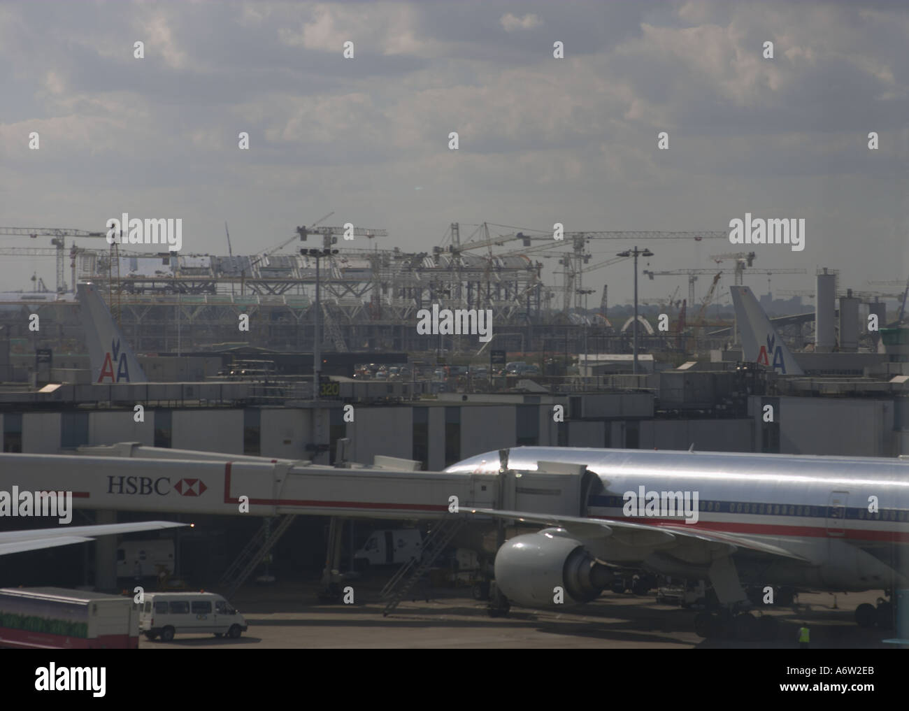 American Airline Boeing 777 airliner at London Heathrow Airport with