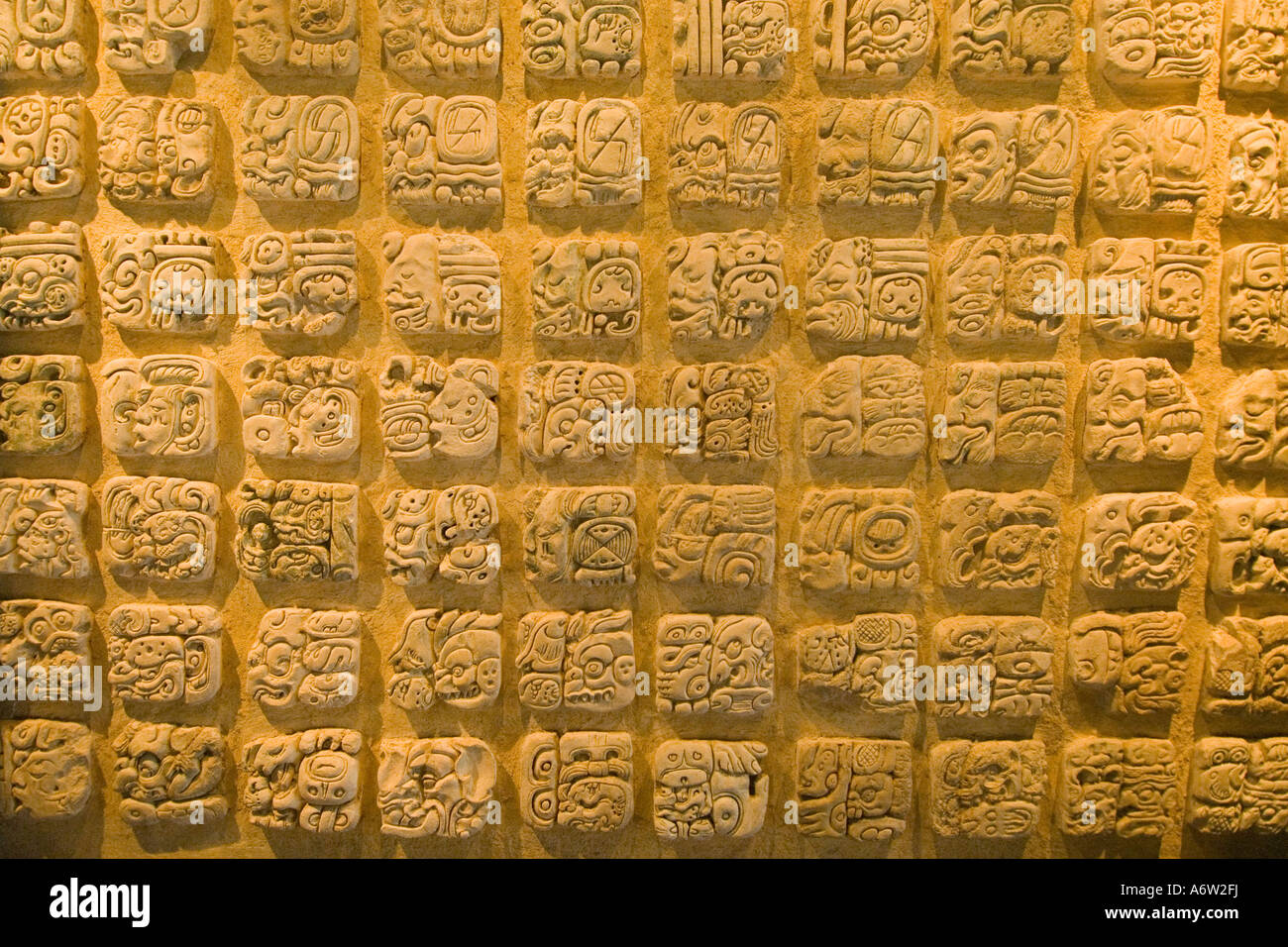 Maya artwork in the museum of Palenque, Chiapas, Mexico Stock Photo