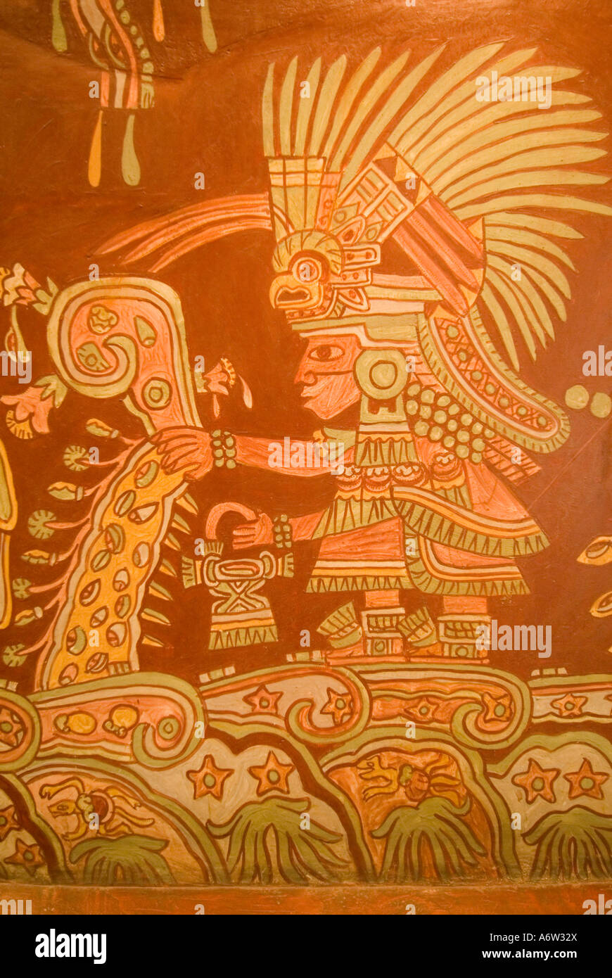 Prehispanic wallpainting, Museum of Anthropology, Mexico City, Mexico Stock Photo