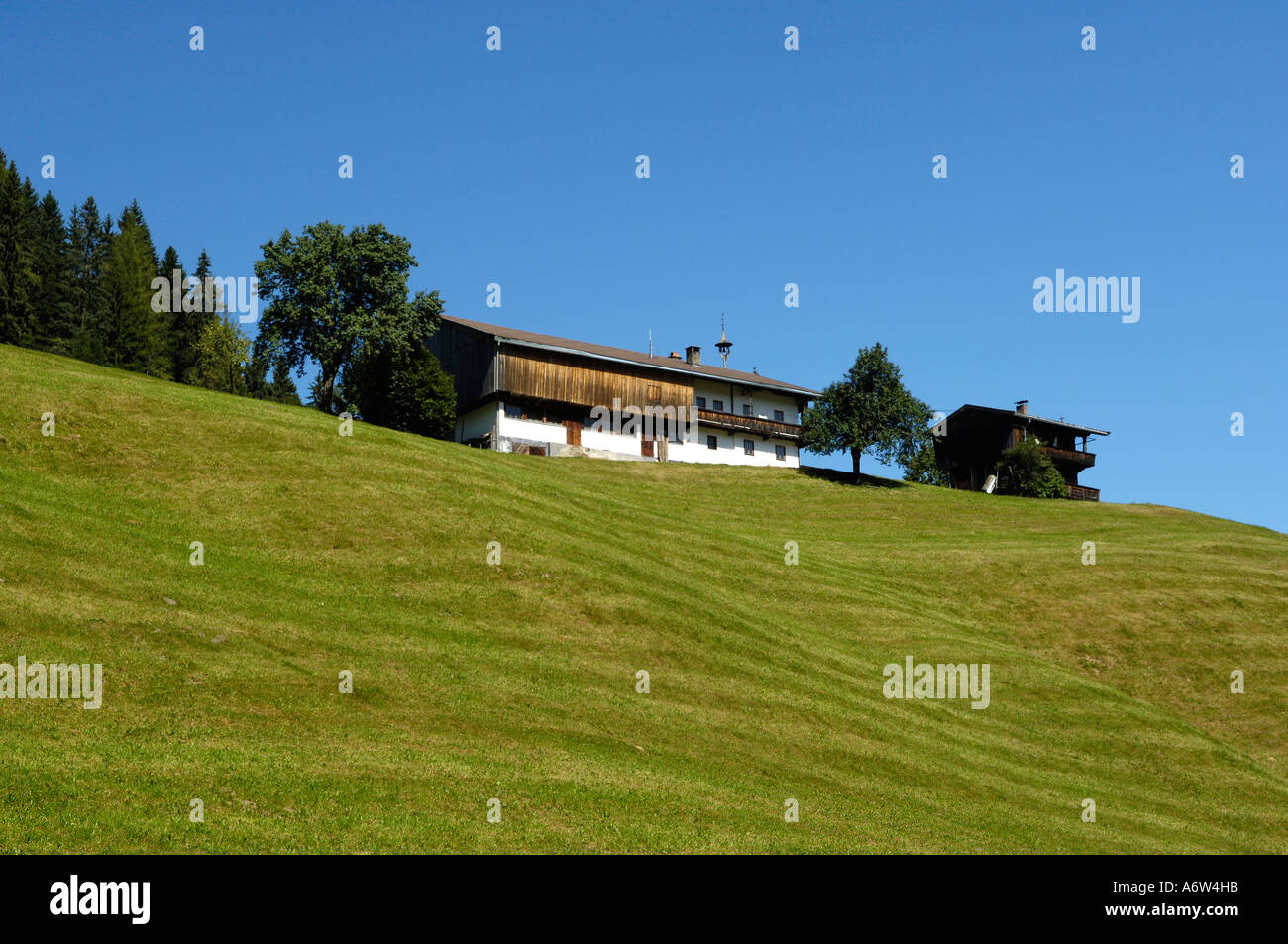 traditional farmhouse on a hill Stock Photo Alamy