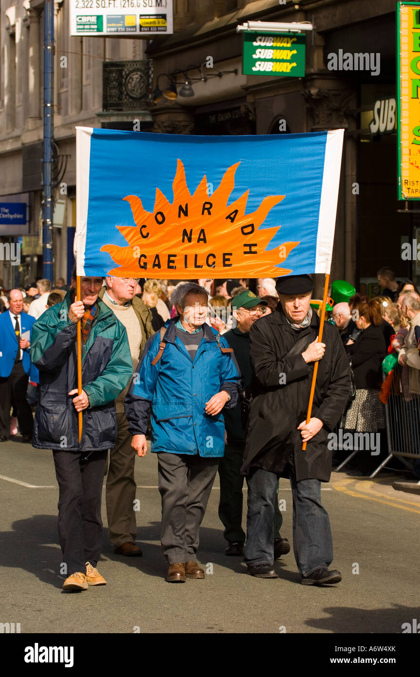 CONRADH NA GAEILGE in St.Patrick's day parade Manchester UK Stock Photo