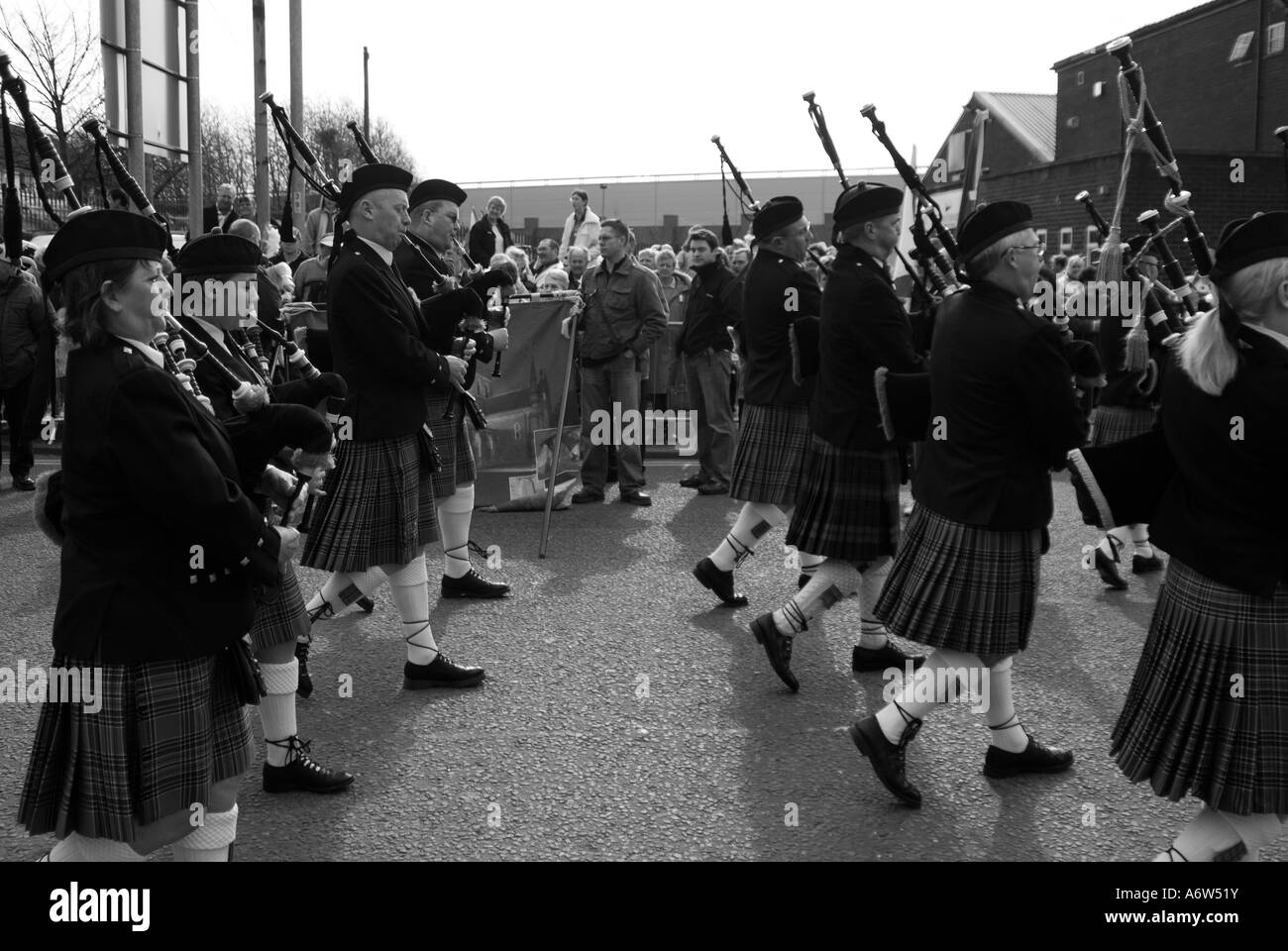 Irish Pipers on St.Patrick Day parade Manchester Stock Photo Alamy