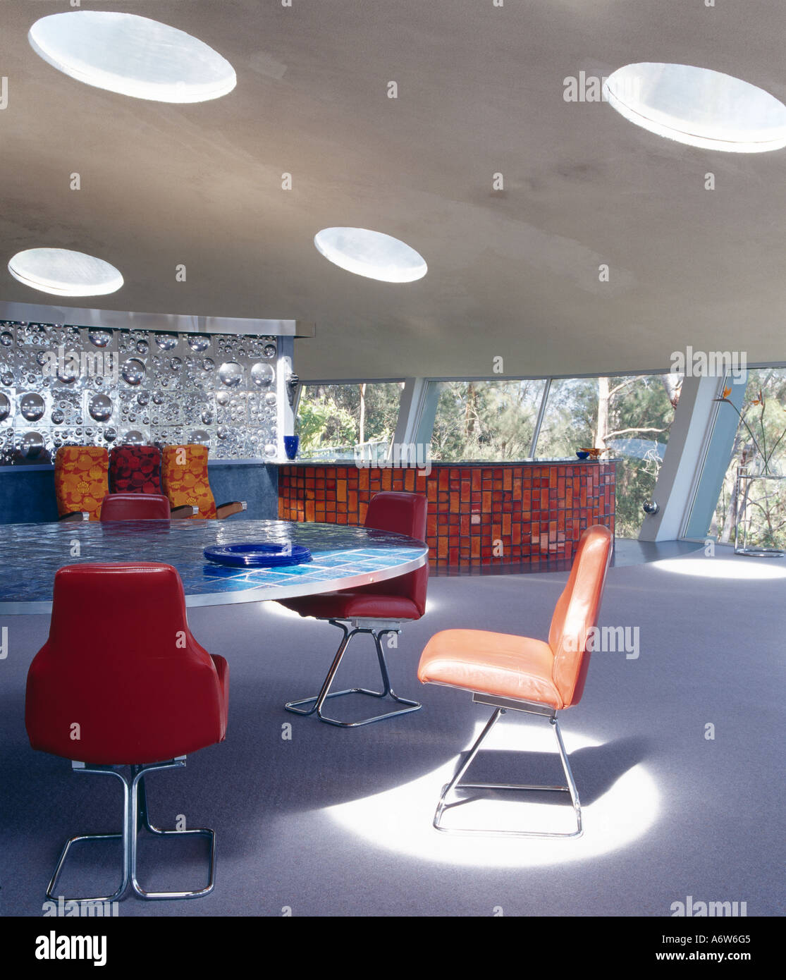 Spaceship House, near Sydney, New South Wales, 1963. Dining area with