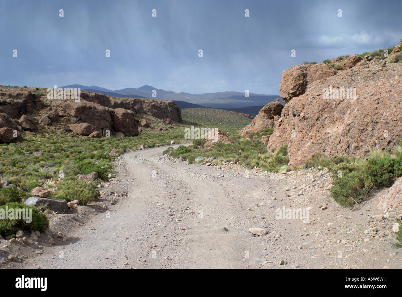 Curved road, Uyuni Highlands, Bolivia Stock Photo