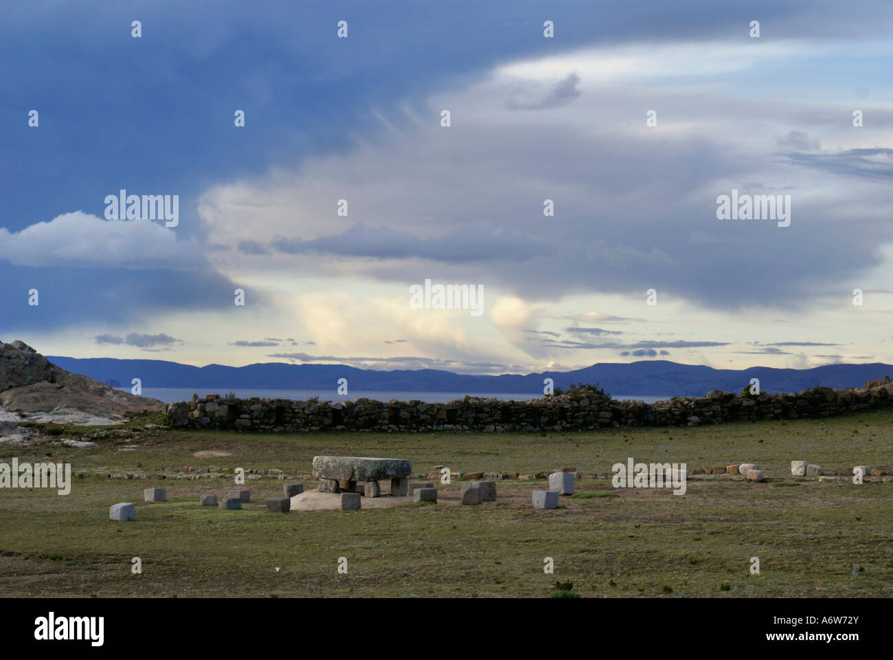 Cult site of the Inka at Isla del Sol, Lake Titikaka, Bolivia Stock ...
