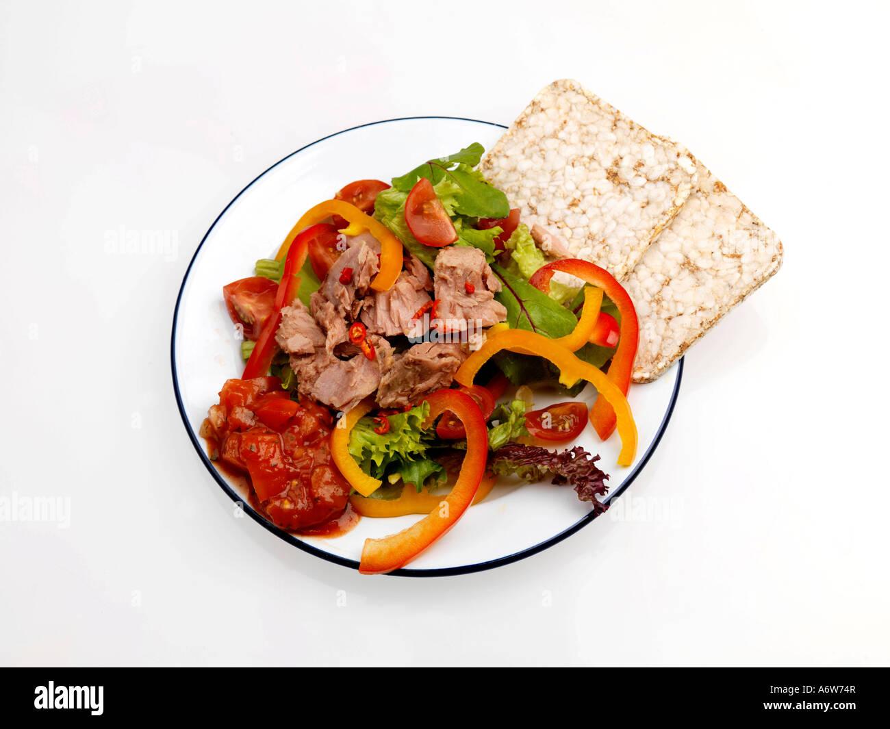 Tuna Salad and Rice Cakes Stock Photo Alamy