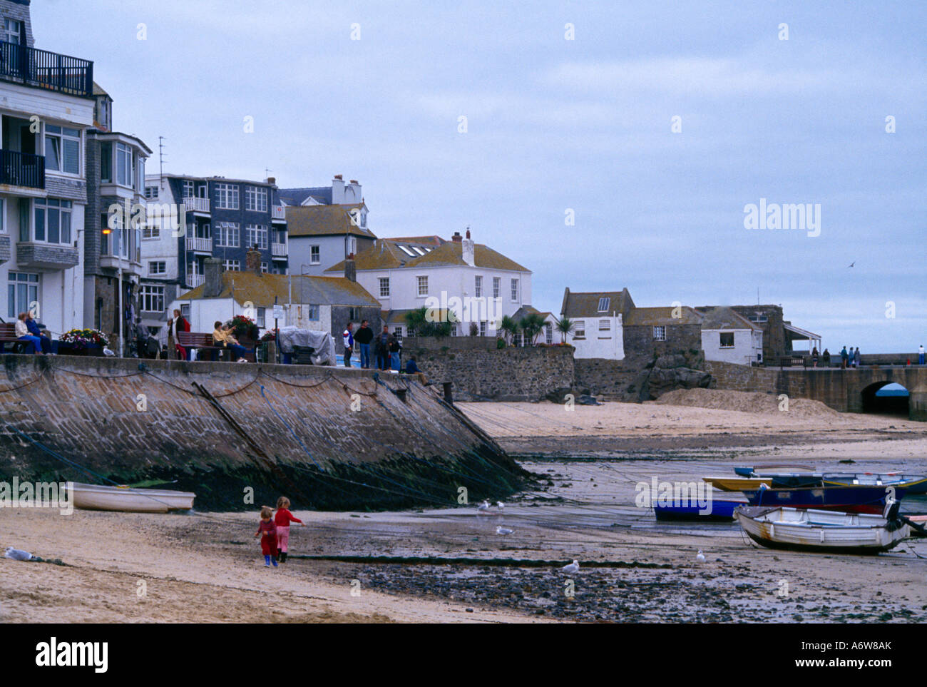 Cornwall England Curved Sea Wall St Ives Stock Photo - Alamy