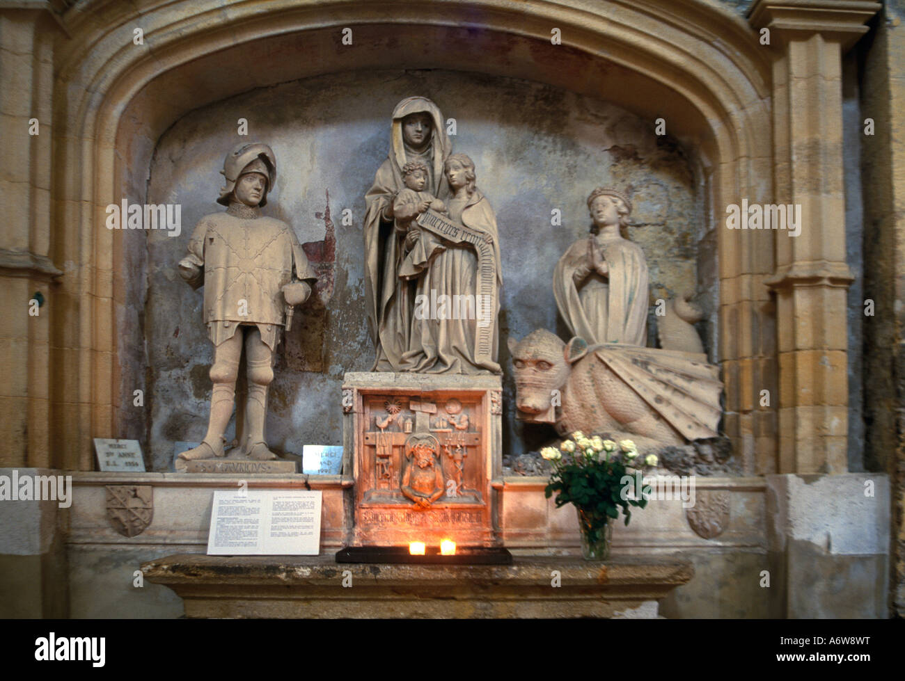 Provence France Aix en Provence Cathedral St Sauveur Saint Anne in front of Virgin with Saint Maurice in Armour & Saint Margaret Stock Photo