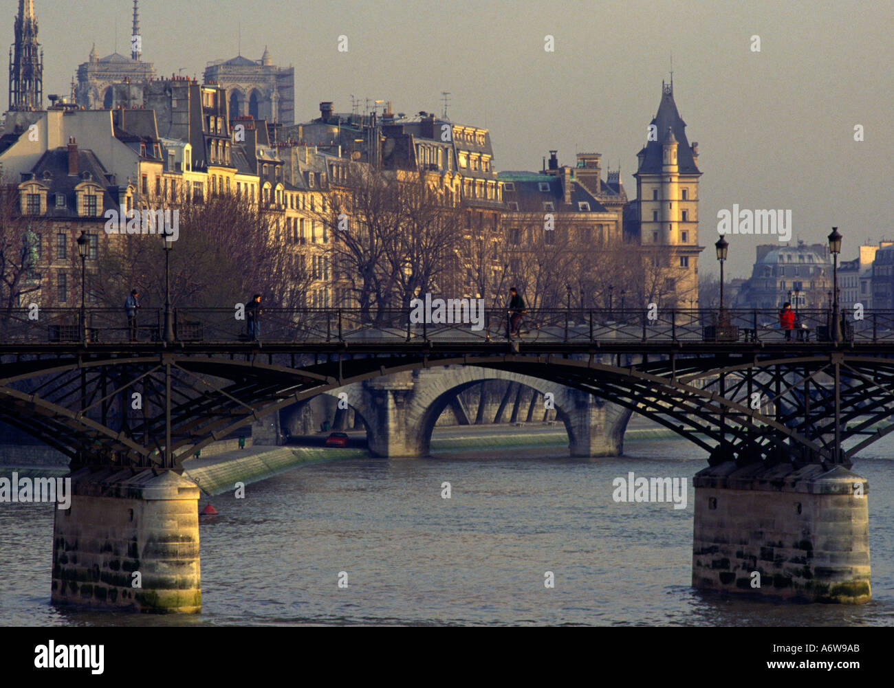France Paris 1er Pont des Arts arts bridge view from afar with ile de ...