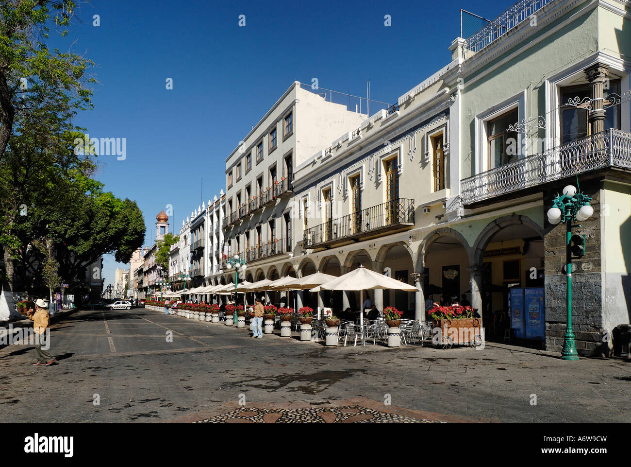 Zocalo in the old town or historic center of Puebla, Mexico Stock Photo