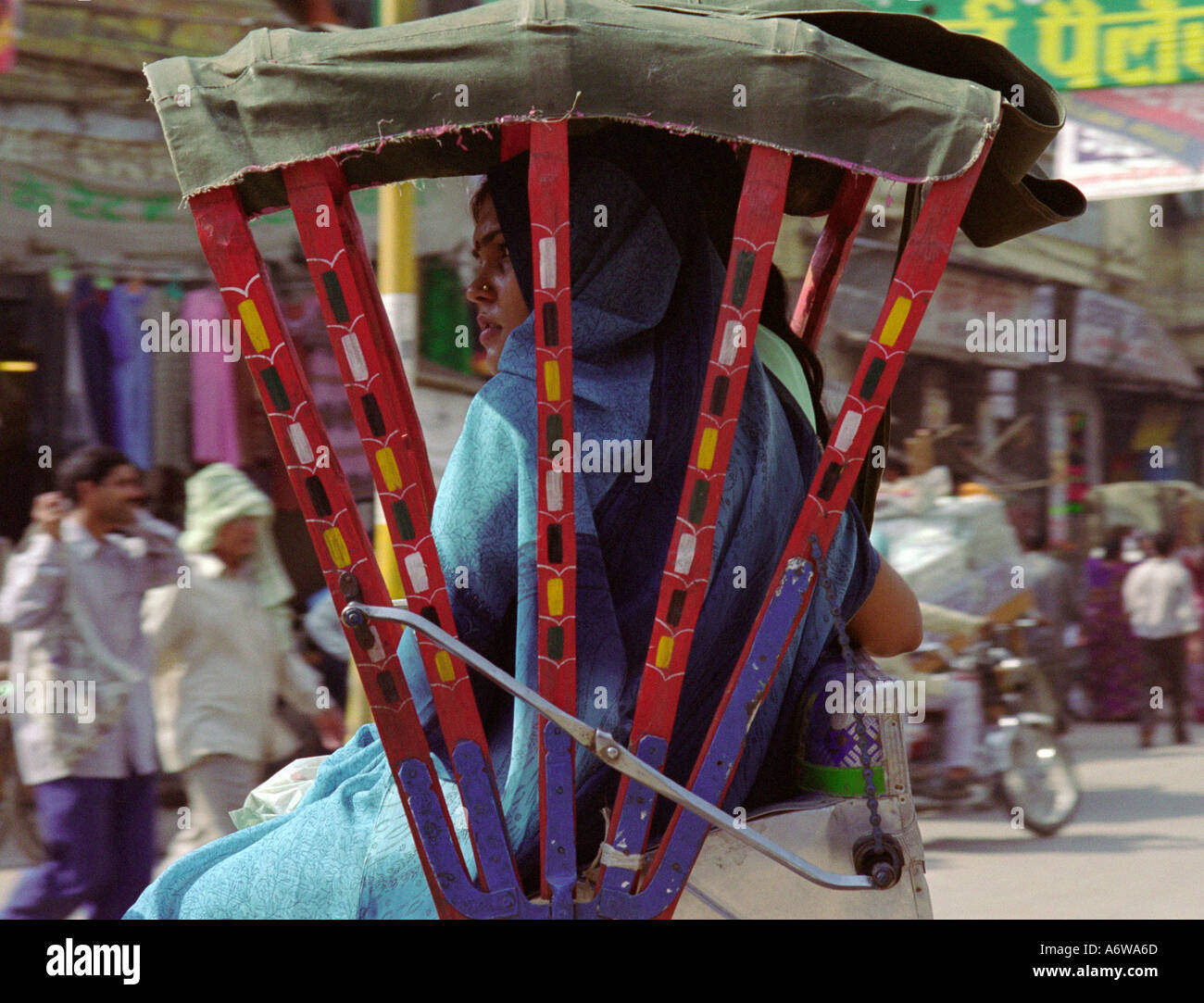 Woman passenger cycle rickshaw Agra India Stock Photo - Alamy