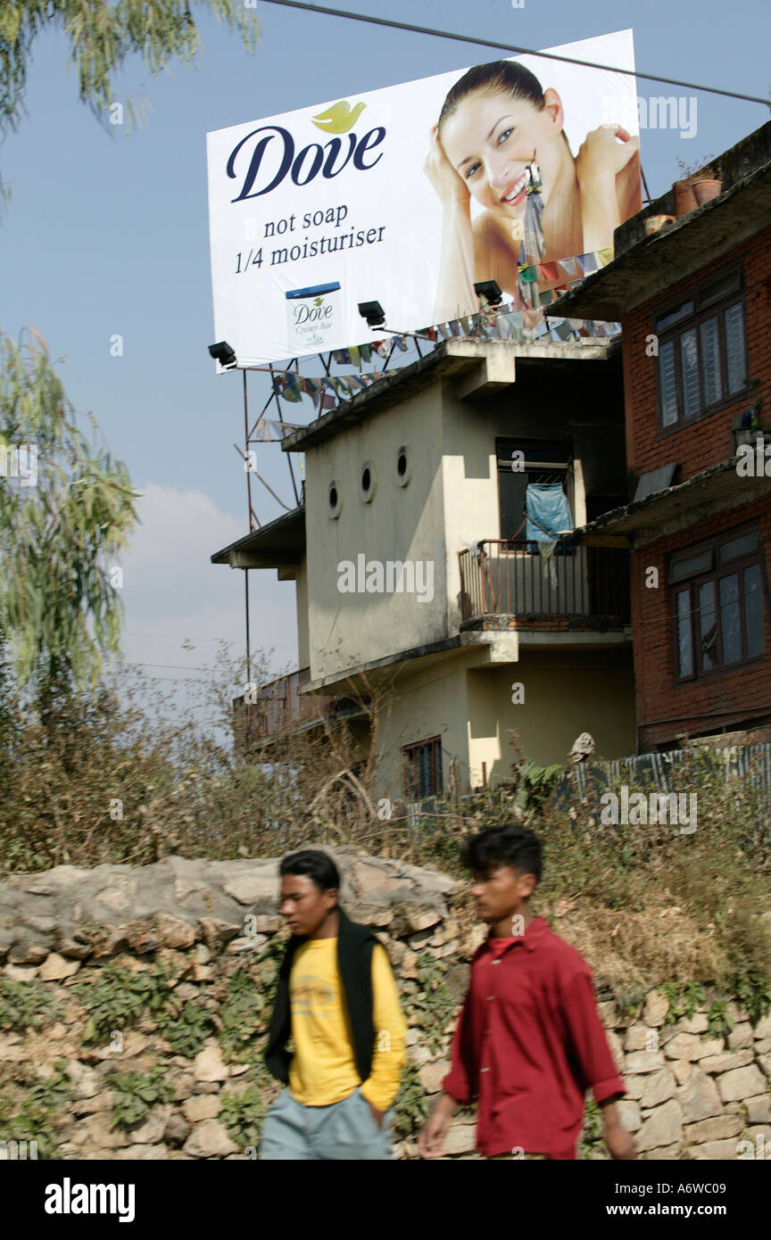 Asia Nepal Kathmandu November 2003 Billboard advertising Dove soap Stock Photo