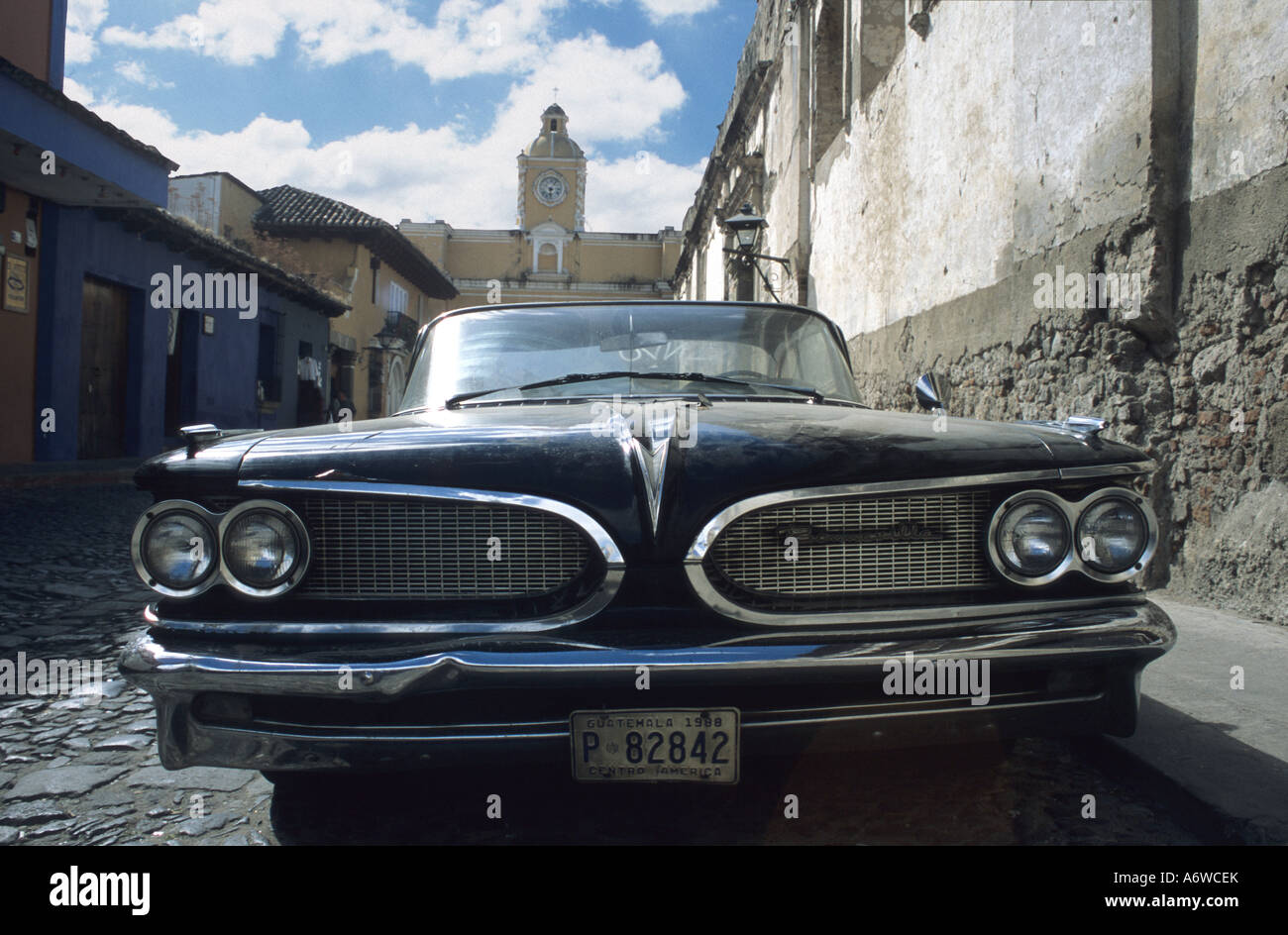 Vintage Pontiac Bonneville, Antigua, Guatemala Stock Photo
